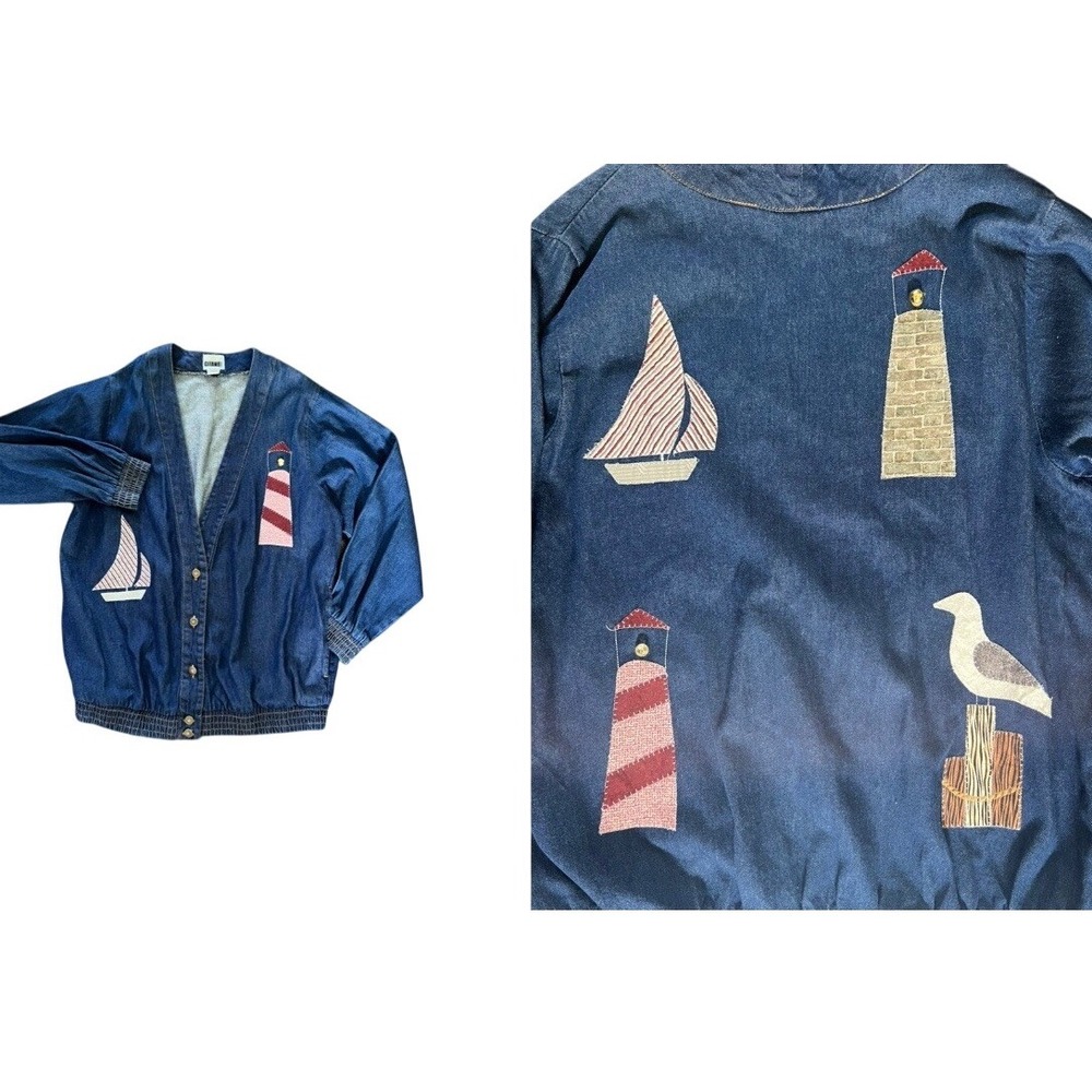 VTG‎ Gitano Jacket Womens XL Denim Coat Cardigan  Retro Grandma Core 80s 90s